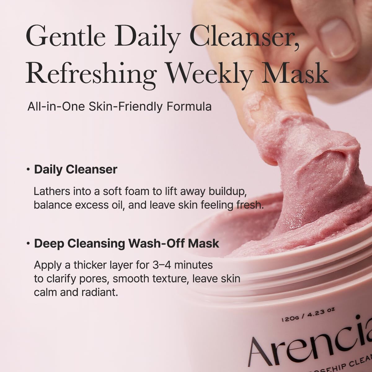 Arencia Fresh Rosehip Rice Mochi Cleanser 120 g