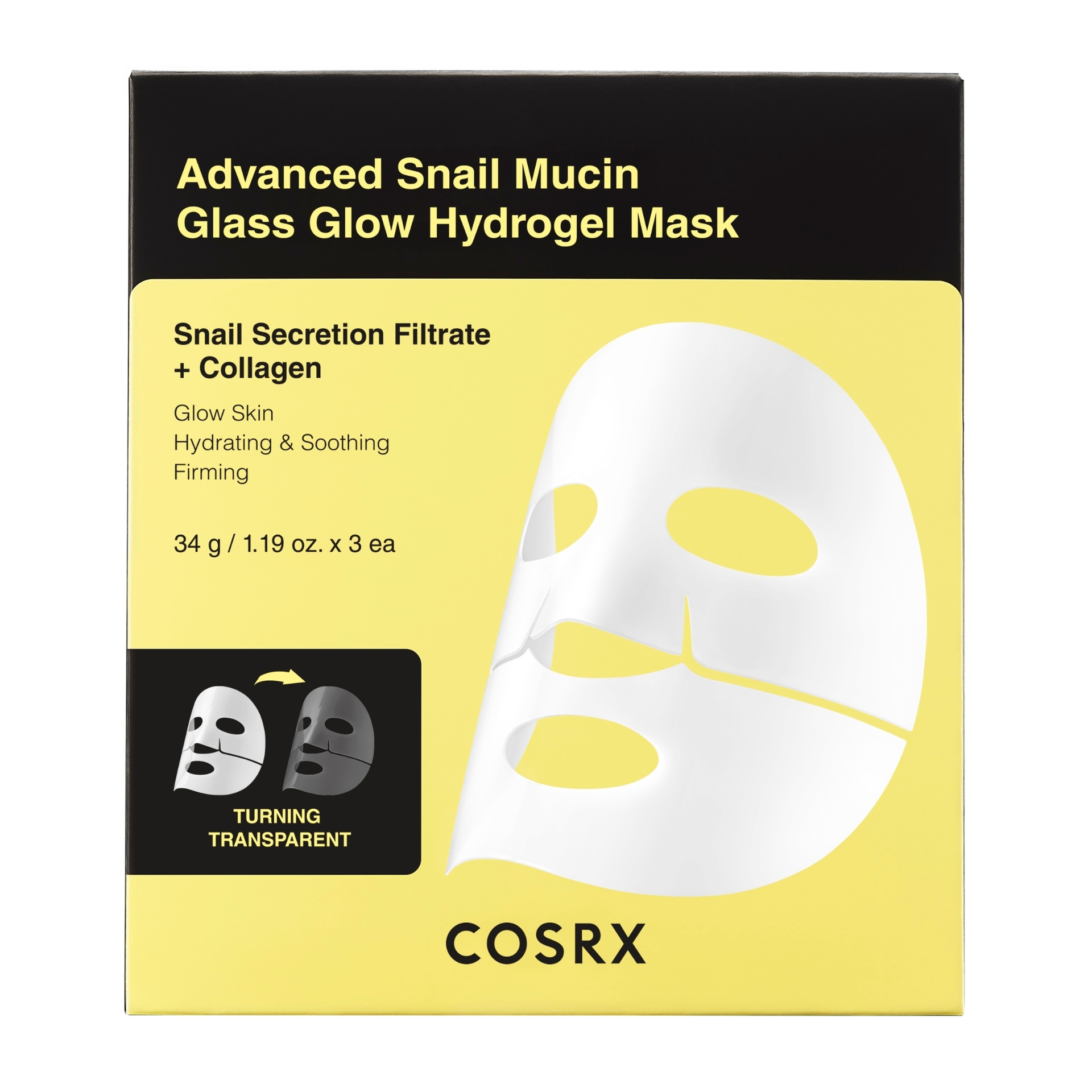 COSRX Advanced Snail Mucin Glass Glow Hydrogel Mask 34 g x 3 st
