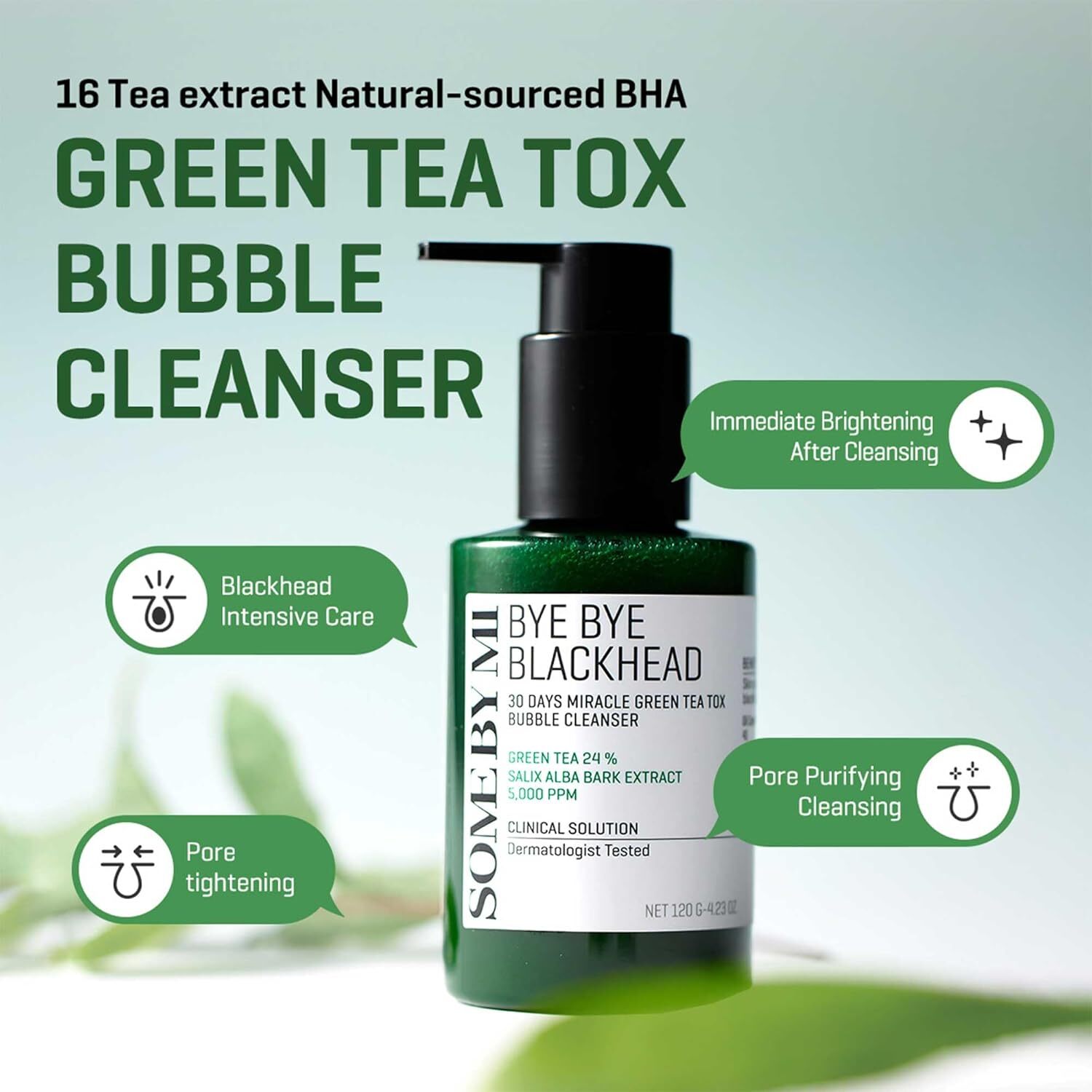 Some By Mi Bye Bye Blackhead 30 Days Miracle Green Tea Tox Bubble Cleanser 120 ml