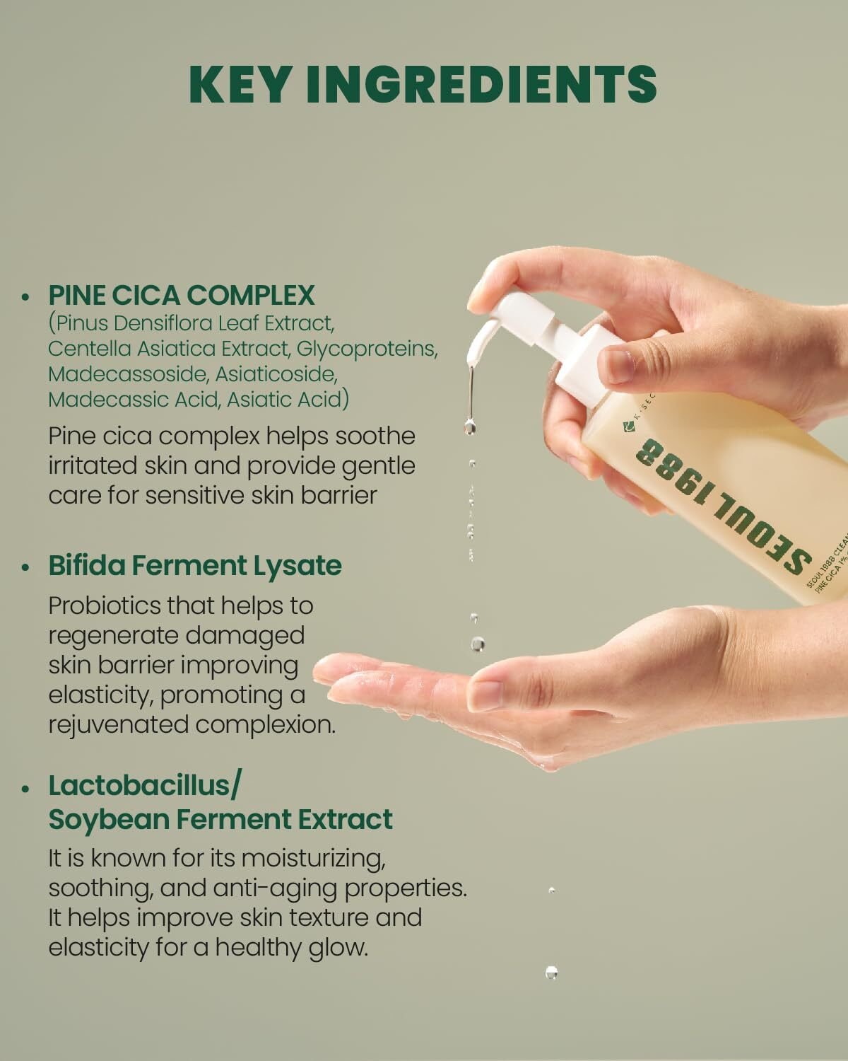 K-Secret SEOUL 1988 Cleansing Oil : Pine Cica 1% + Probiotics 200 ml