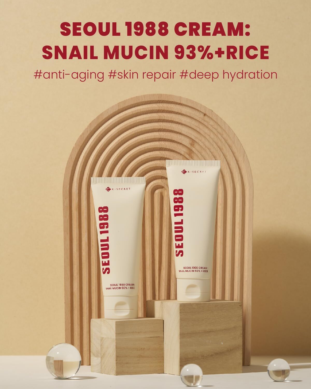 K-Secret SEOUL 1988 Cream : Snail Mucin 93% + Rice 100 ml
