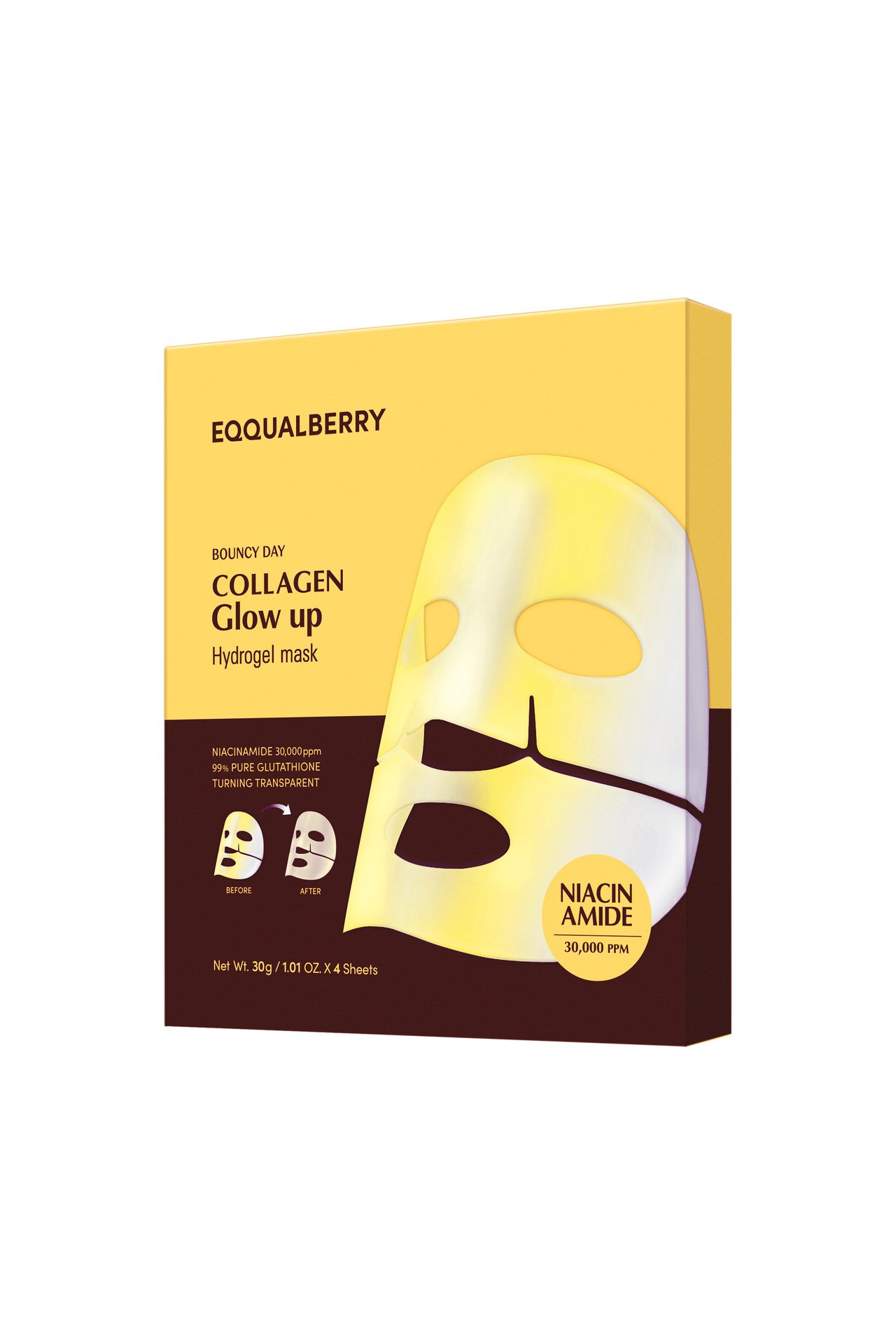 EQQUALBERRY Collagen Glow Up Hydrogel Mask 4 st