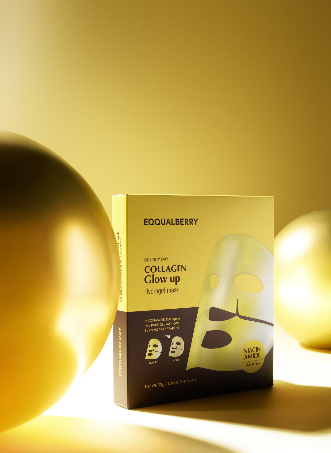 EQQUALBERRY Collagen Glow Up Hydrogel Mask 4 st