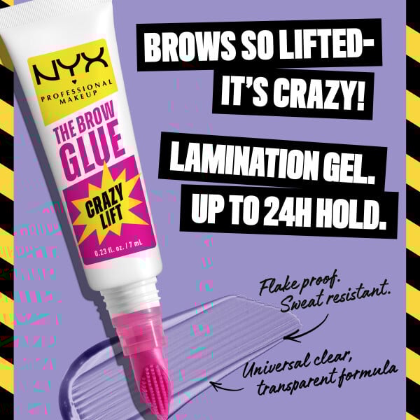 NYX Professional Makeup The Brow Glue Crazy Lift Fixerande Bryngel 01 Transparent 7 ml