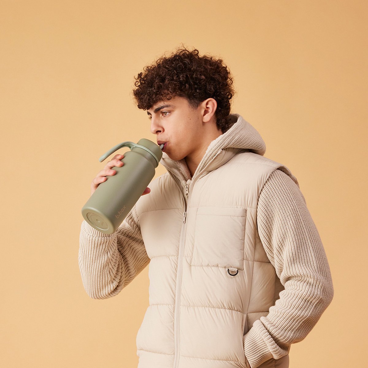 B.box Isolerad Vattenflaska Olive 1 liter