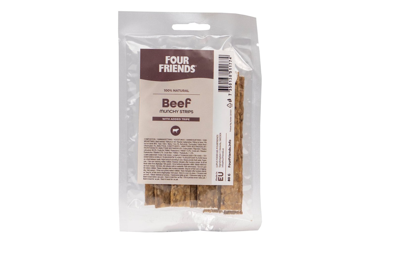 FourFriends Beef munchy strips with tripe 80 g