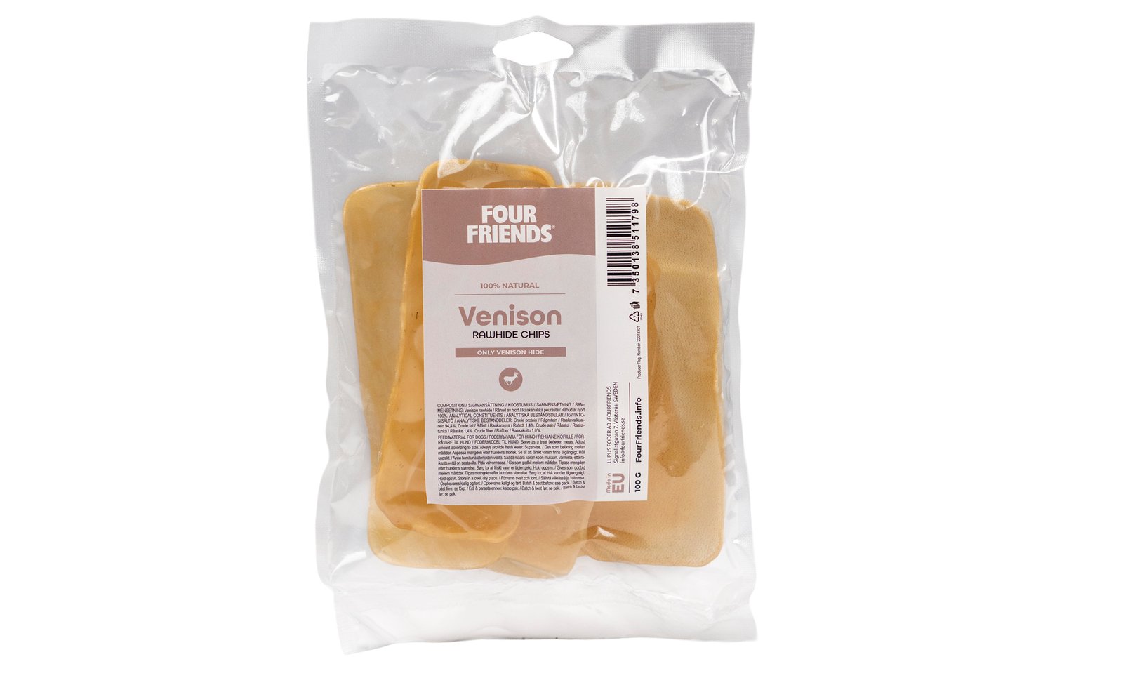 FourFriends Venison rawhide chips 100 g