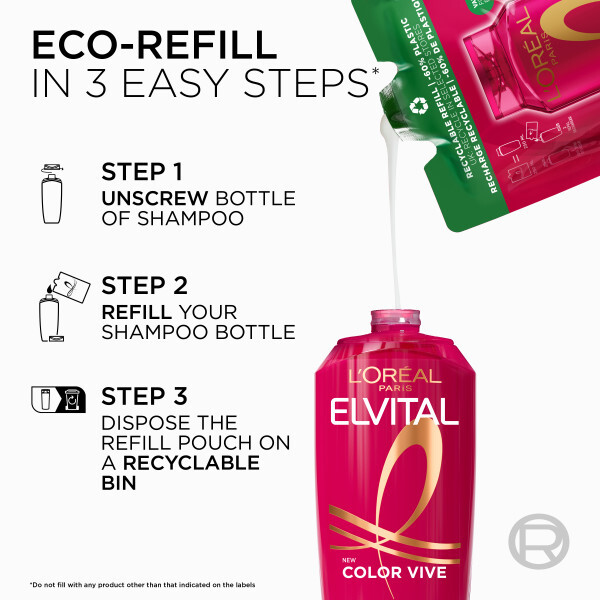 L'Oréal Paris Elvital Color Vive Schamporefill För Färgat Hår 500 ml