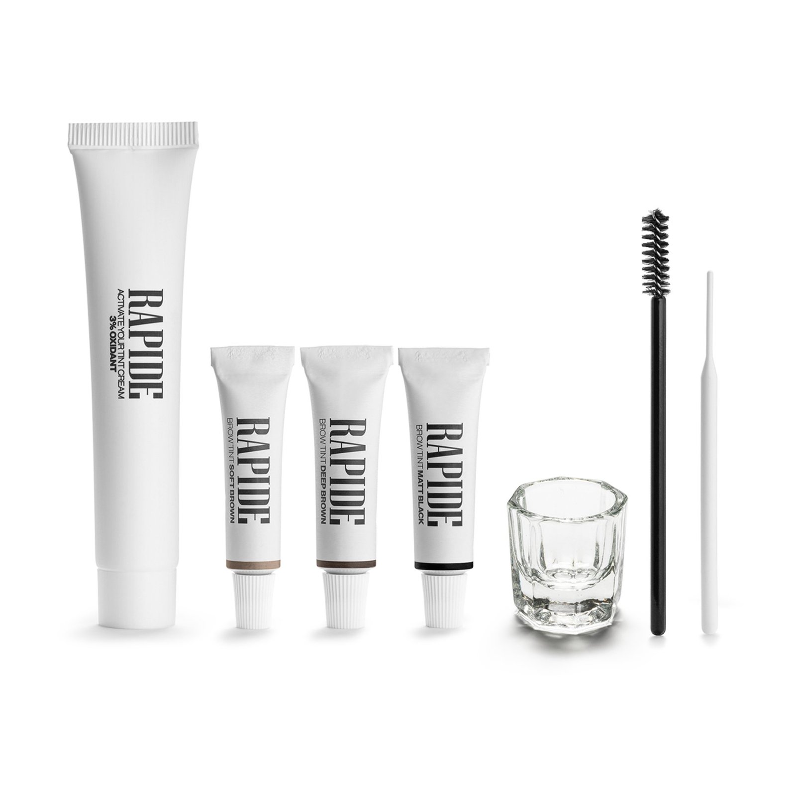 Rapide Brow Tint Kit Soft Brown, Deep Brown, Matt Black