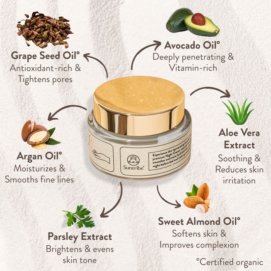 Suntribe Natural Night Cream Hyaluronic Acid, Retinol & Niacinamide 50 ml