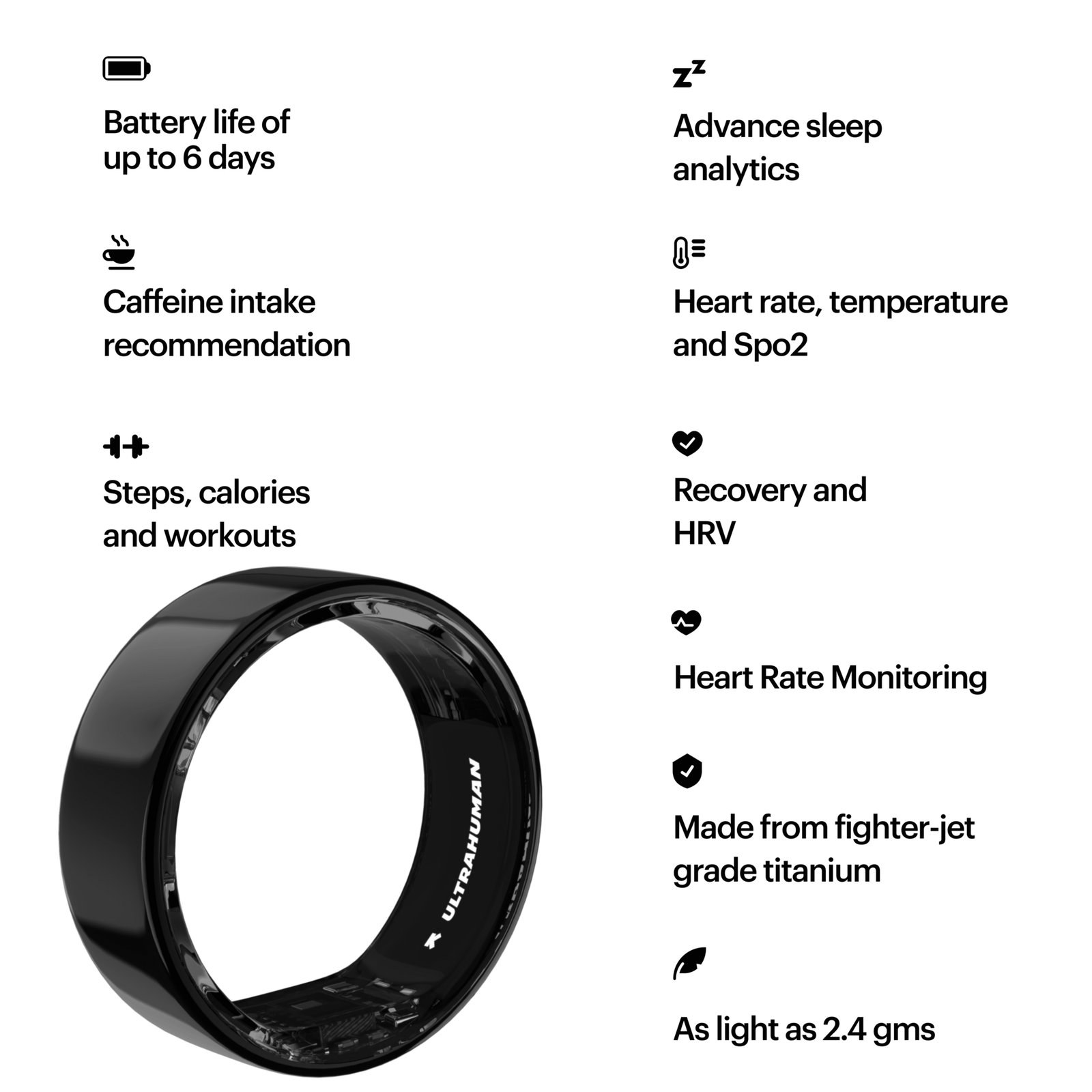 Ultrahuman Ring Air - Size-06 - Aster Air Black