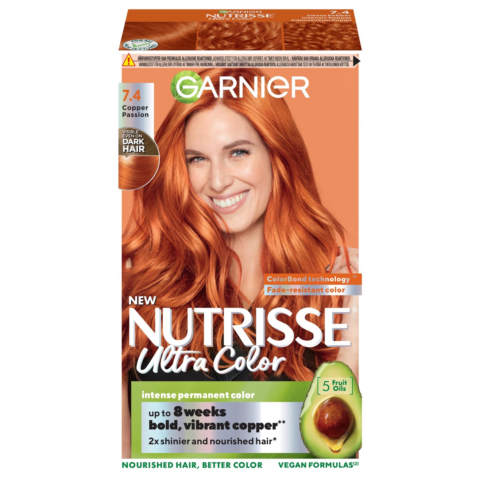 Garnier Nutrisse Ultra Color Permanent Hårfärg för normalt hår 7.4 Copper Passion 1 st