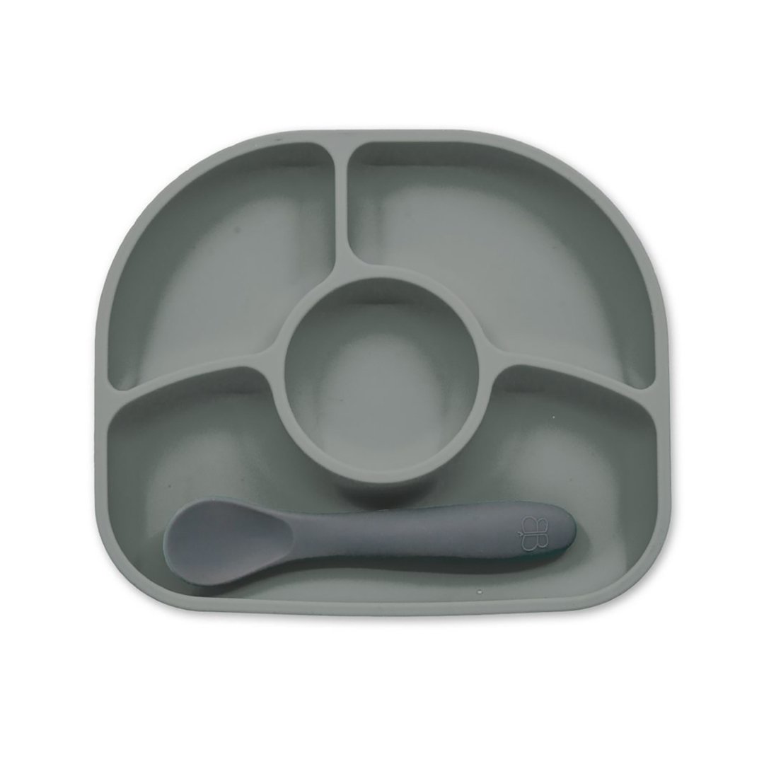bblüv Tallrik Antispill + Sked Grå 1 set