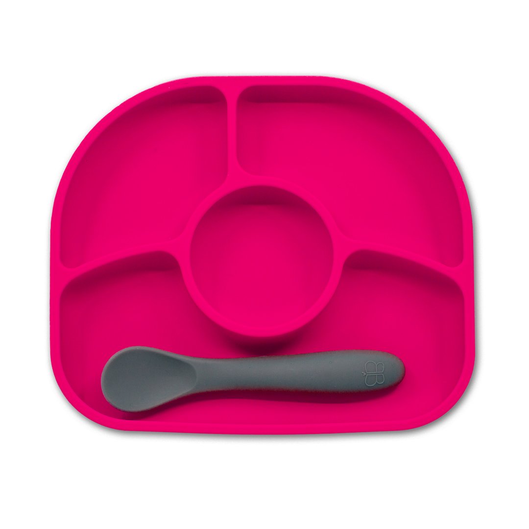 bblüv Tallrik Antispill + Sked Rosa 1 set