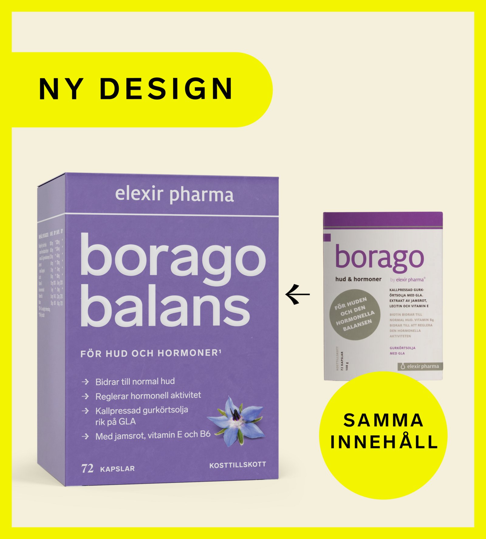 Elexir Pharma Borago Balans 72 kapslar