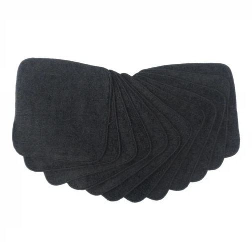 MuslinZ Bamboo Cotton Terry Wipes Black 12 st