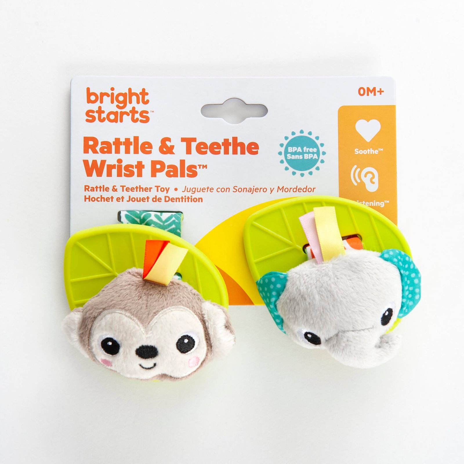 Bright Starts Skallra Och Bitring För Handleden Med Apa Och Elefant