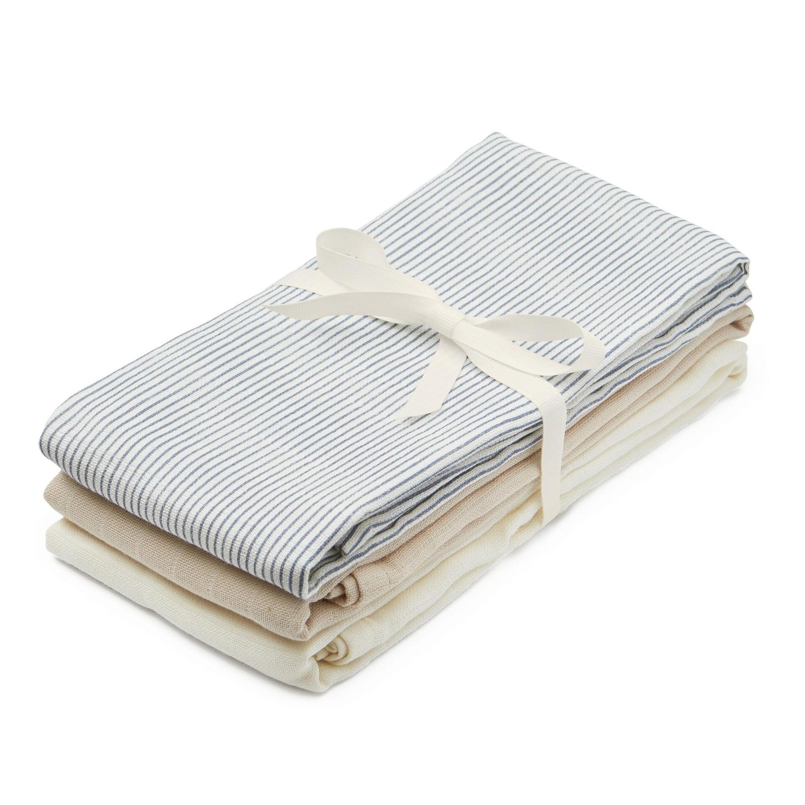 Cam Cam Copenhagen Muslinfilt Classic Stripes Blue Praline Creme White 3-pack