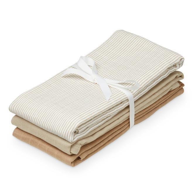 Cam Cam Copenhagen Muslinfilt Classic Stripes Camel/Latte/Camel 3-pack