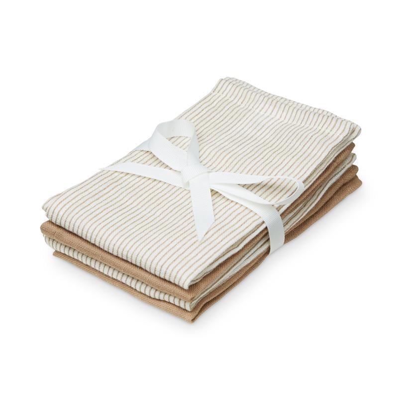 Cam Cam Copenhagen Tvättlappar Classic Stripes Camel 4-pack