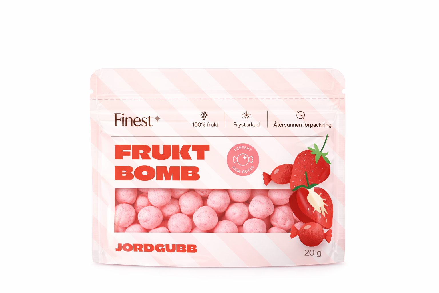 Finest Fruktbomb Jordgubb 20 g