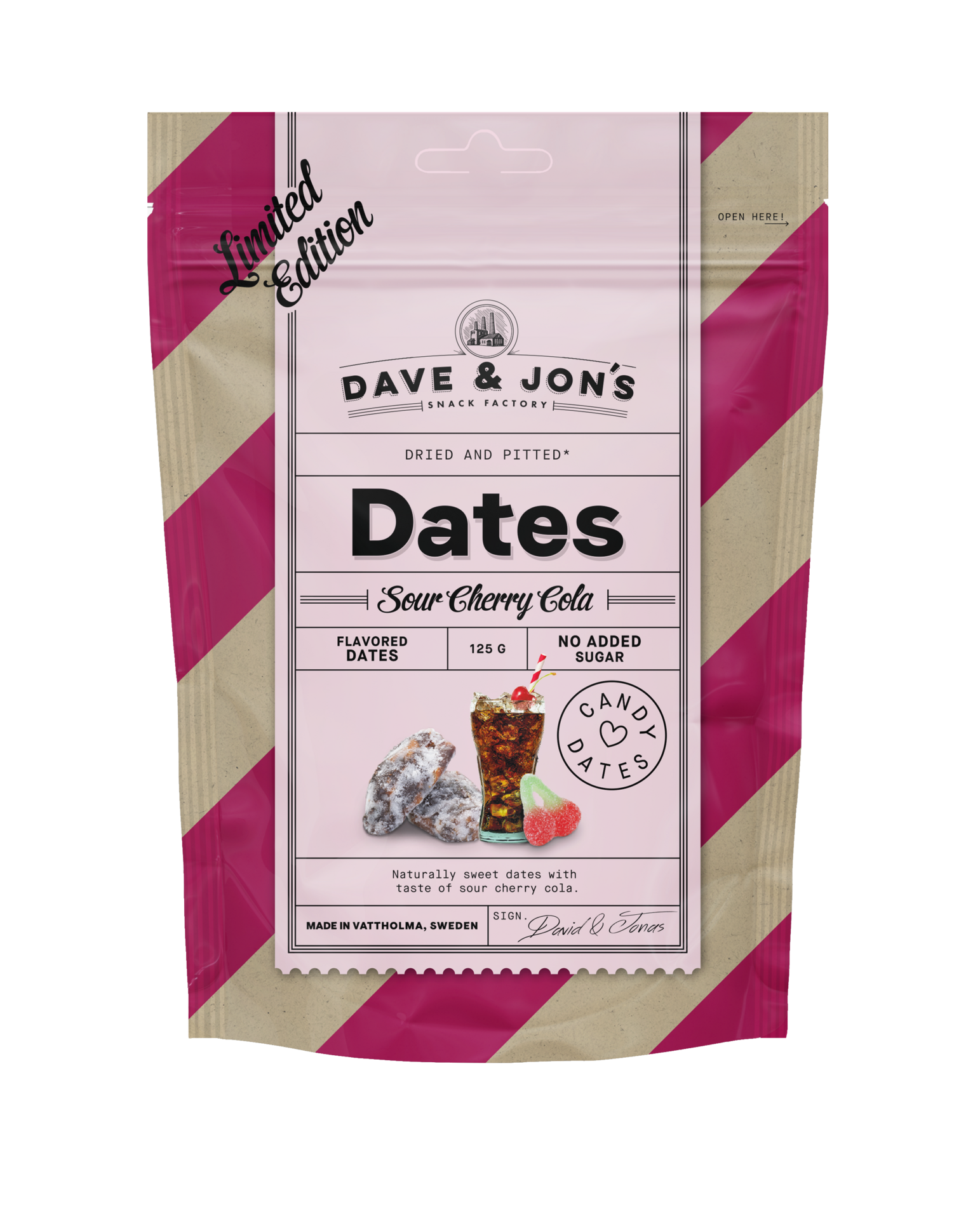 Dave & Jon´s Dadlar Sour Cherry Cola 125 g
