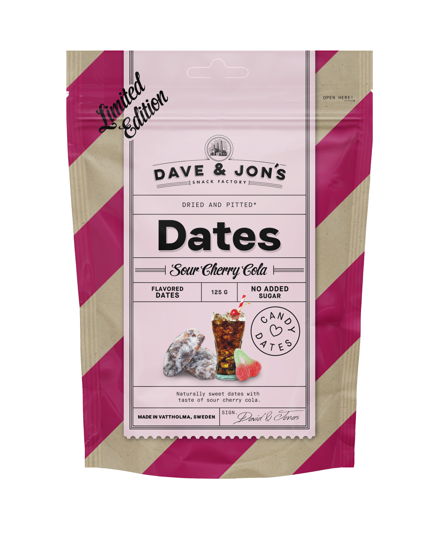 Dave & Jon´s Dadlar Sour Cherry Cola 125 g