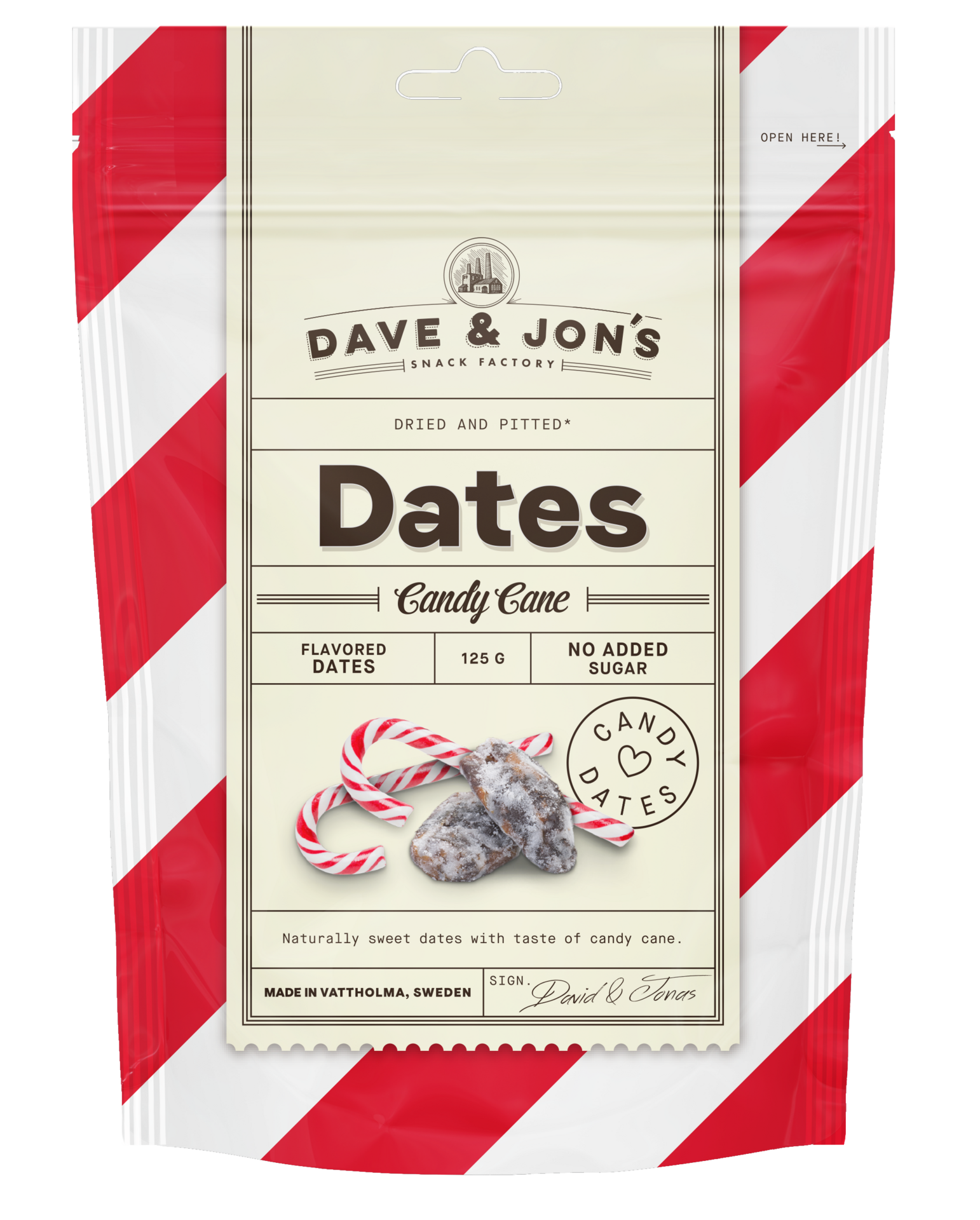 Dave & Jon´s Dadlar Polkagris 125 g