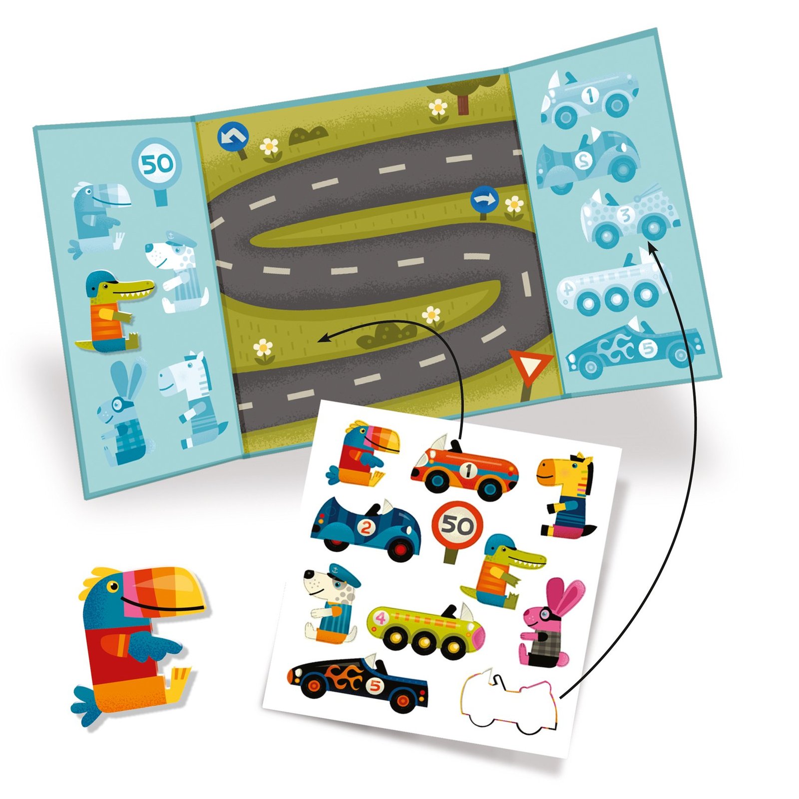 Djeco Stickers Cars Flyttbara Stickers