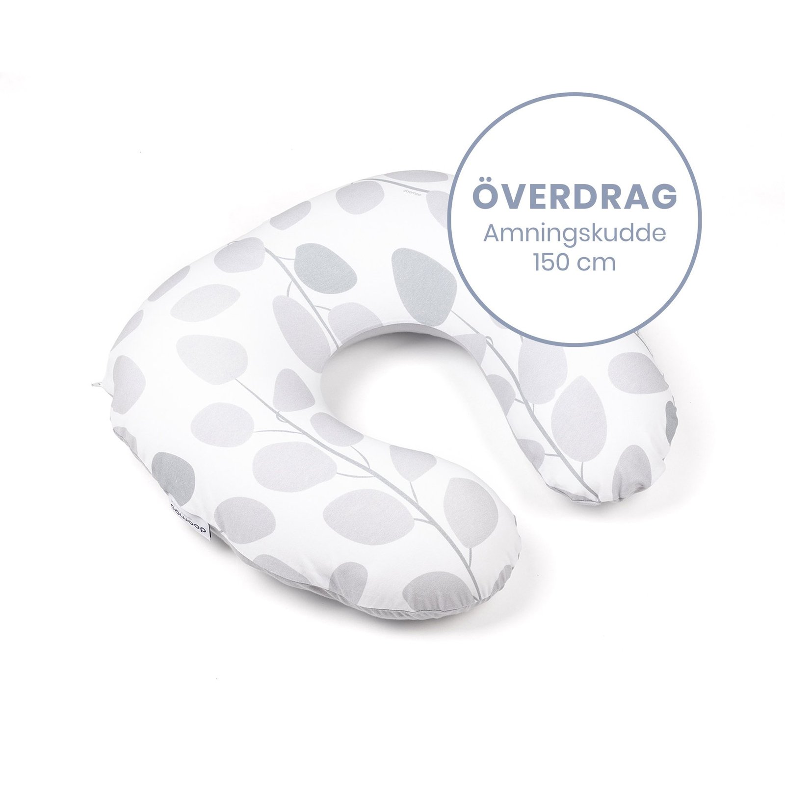 Doomoo Överdrag Amningskudde Löv Grå