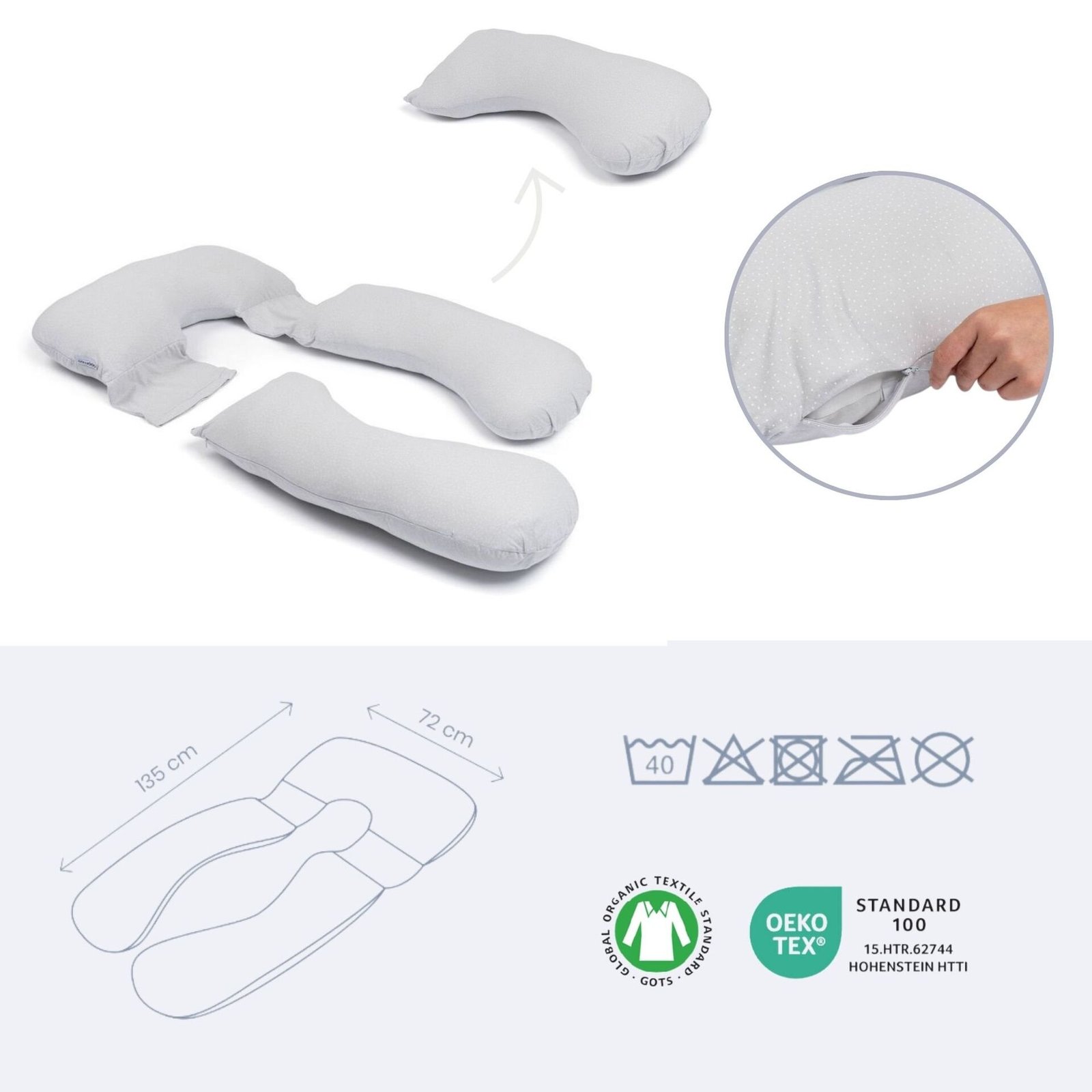 Doomoo Gravidkudde Maxi Prickar Grå