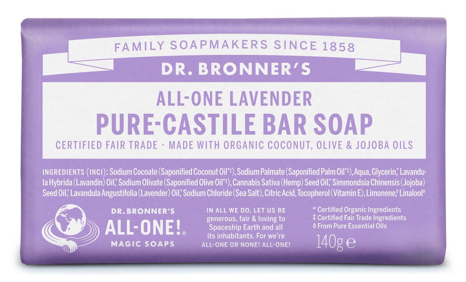 Dr. Bronner’s Lavender Bar Soap 140 g