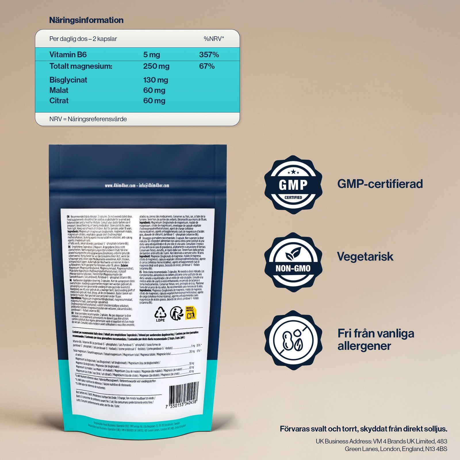 4Him & Her Magnesium Trippelkomplex 4-in-1 90 st