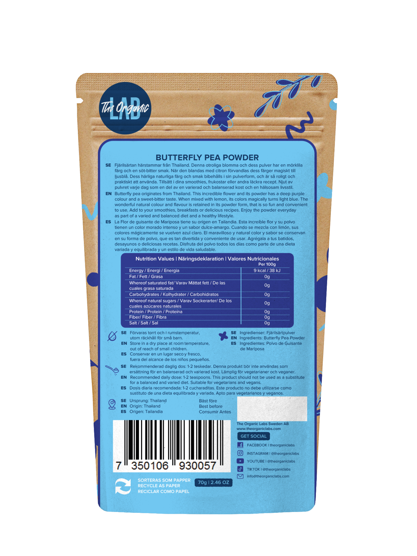 The Organic Labs Butterfly Pea Pulver 70g