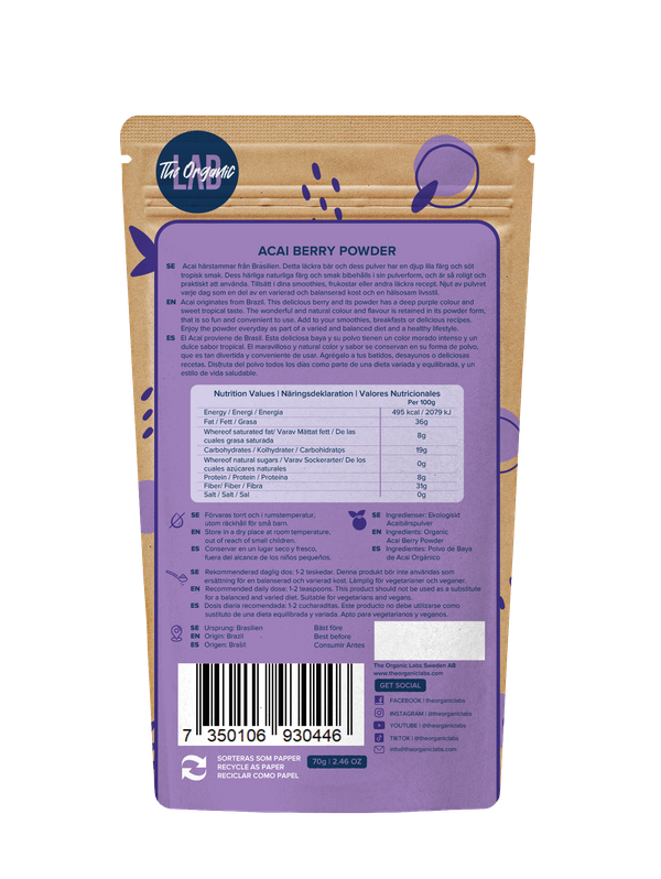 The Organic Labs Organic Acai Pulver 70g