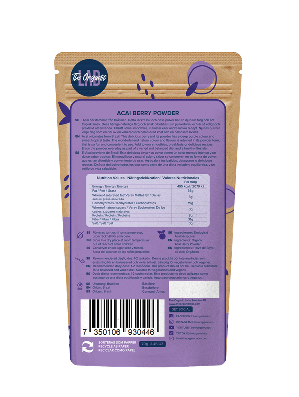 The Organic Labs Organic Acai Pulver 70g