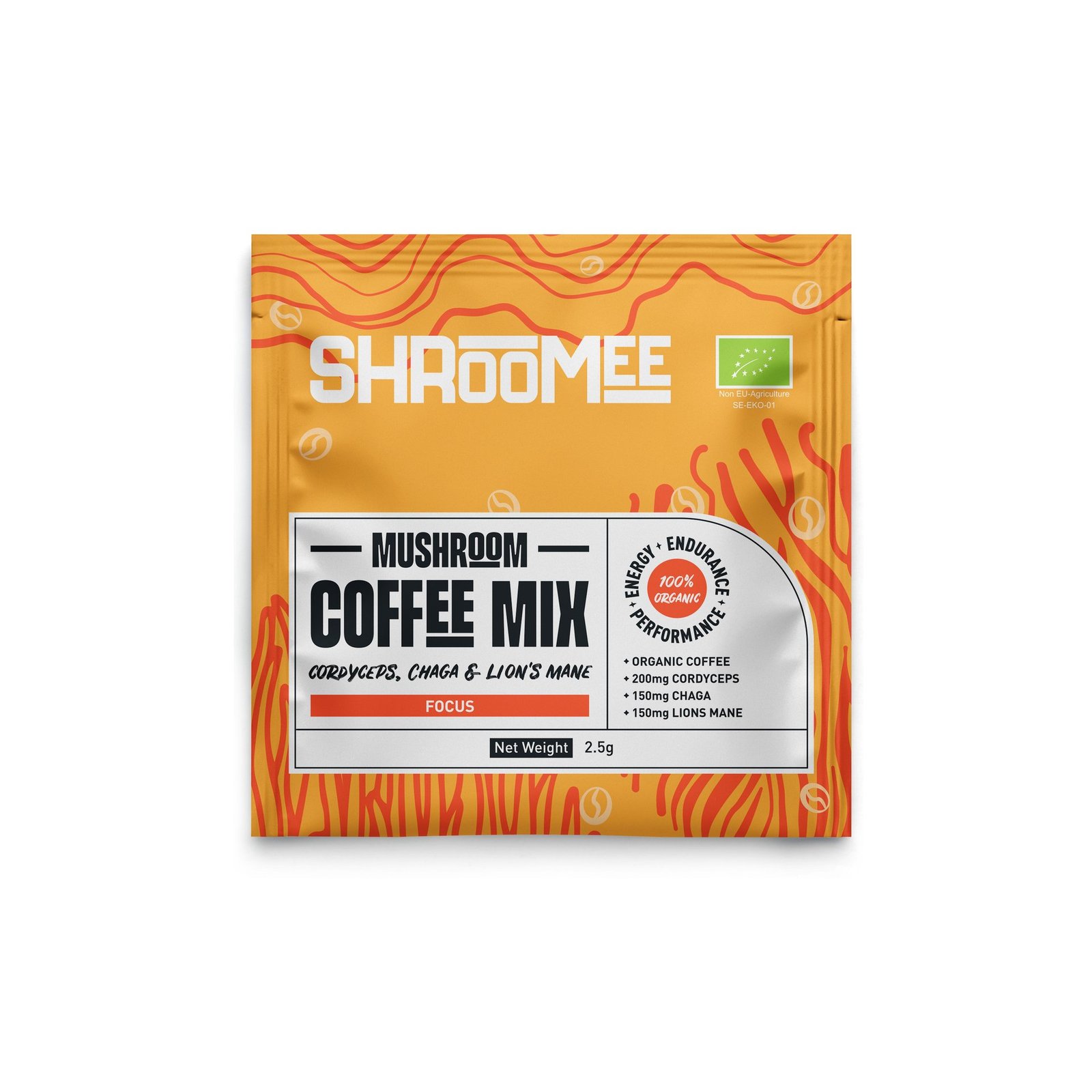 The Organic Labs Shroomee Svampkaffe Focus med Cordyceps, Chaga & Lion’s Mane 10 st portionspåsar
