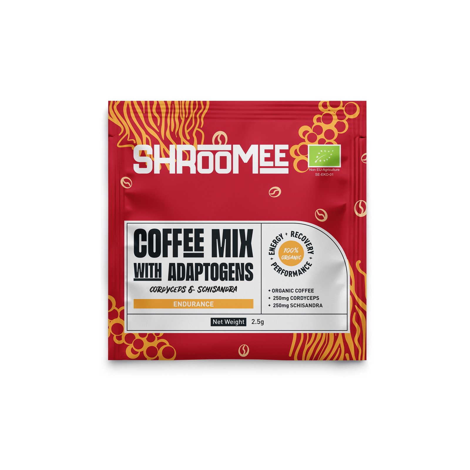 The Organic Labs Shroomee Svampkaffe Endurance med Cordyceps & Schisandra 10 st portionspåsar
