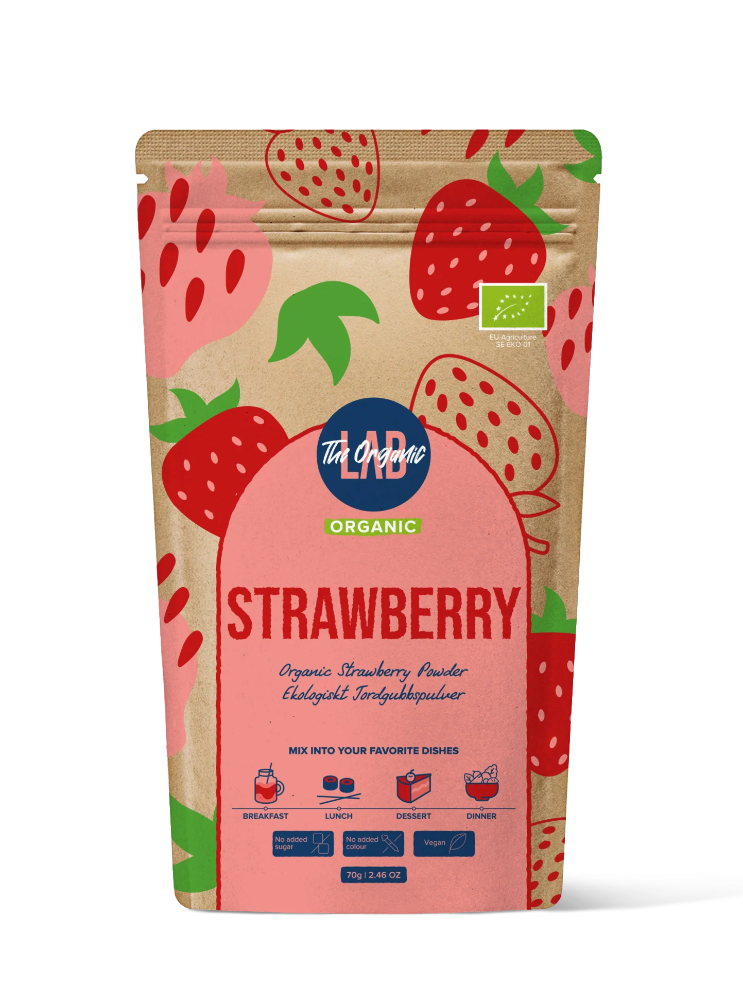 The Organic Labs Jordgubbs pulver, 70g