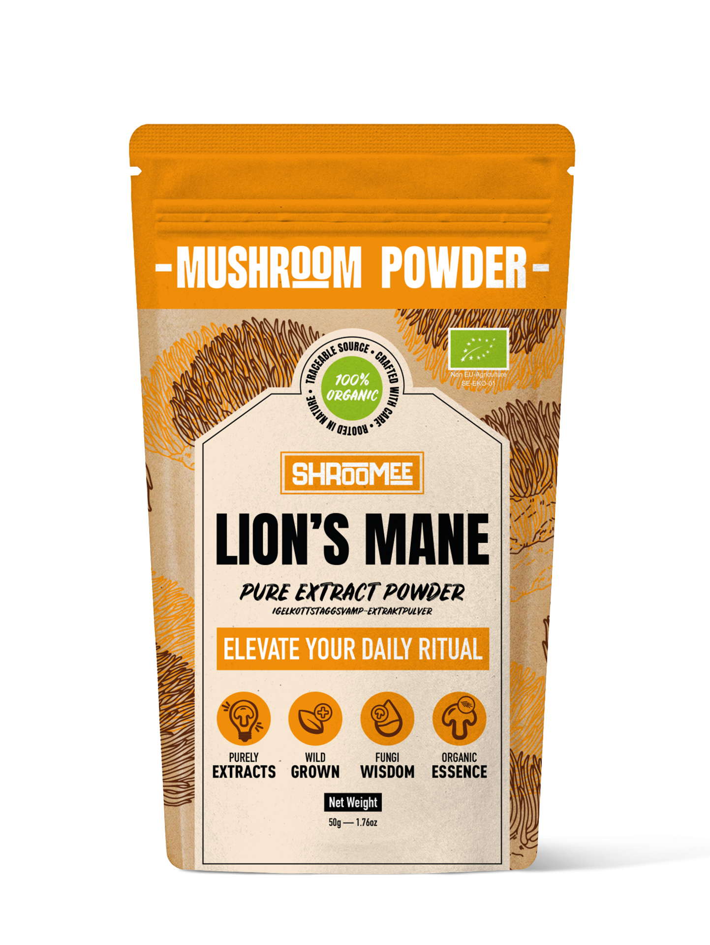The Organic Labs Lion’s Mane-extraktpulver Igelkottstagsvamp 50 g