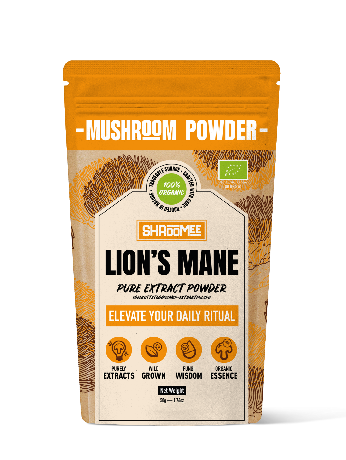 The Organic Labs Lion’s Mane-extraktpulver Igelkottstagsvamp 50 g