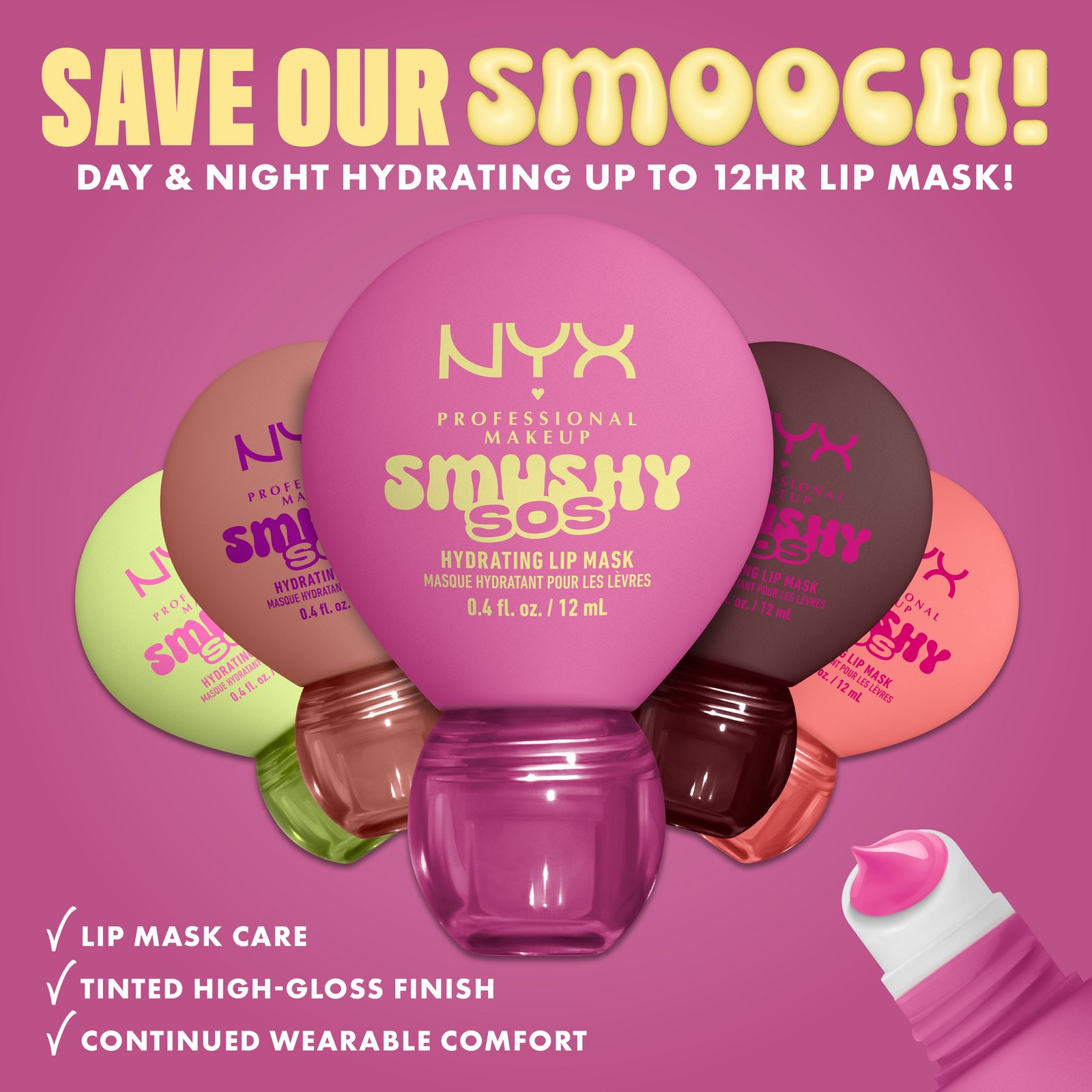 NYX Professional Makeup Smushy SOS Hydrating Läppmask 04 Guava Glaze 12 ml