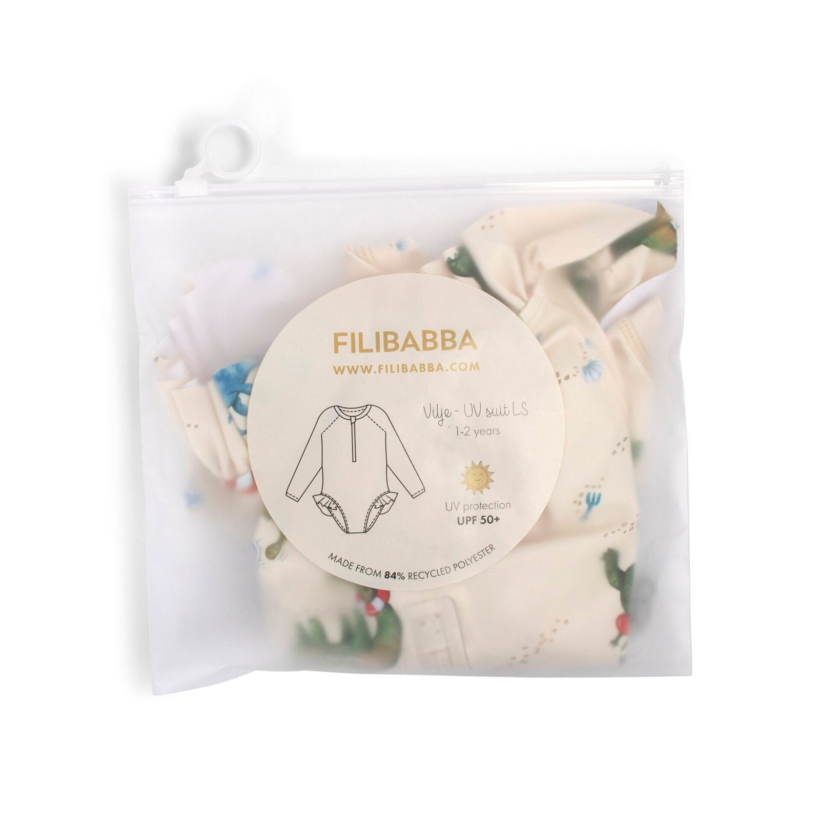 Filibabba Vilje UV-dräkt 1–2 år Dino Beach