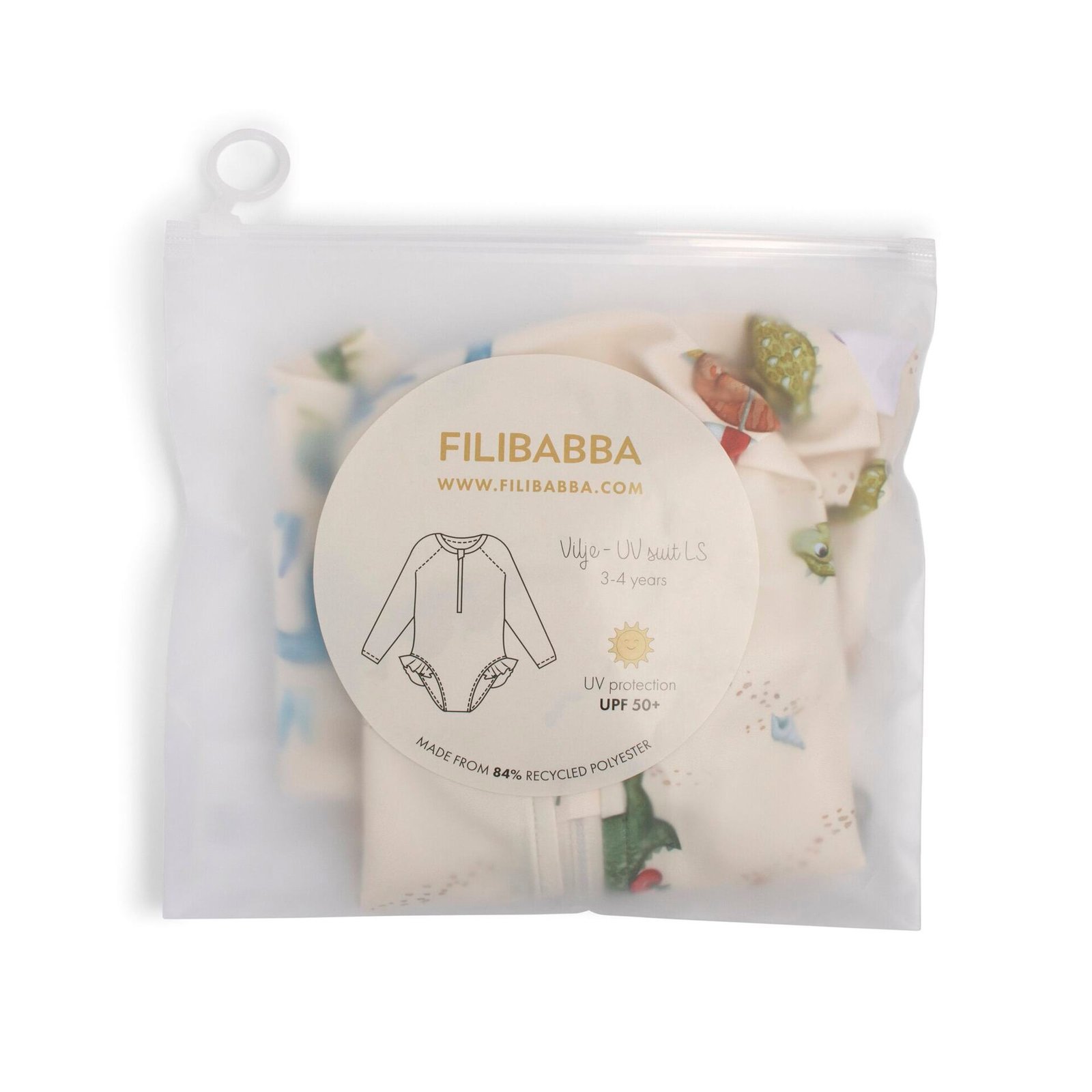 Filibabba Vilje UV-dräkt 3–4 år Dino Beach