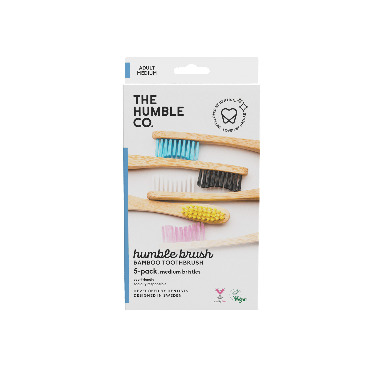 The Humble Co. Bambutandborstar Mjuk  5-pack - Blandade färger