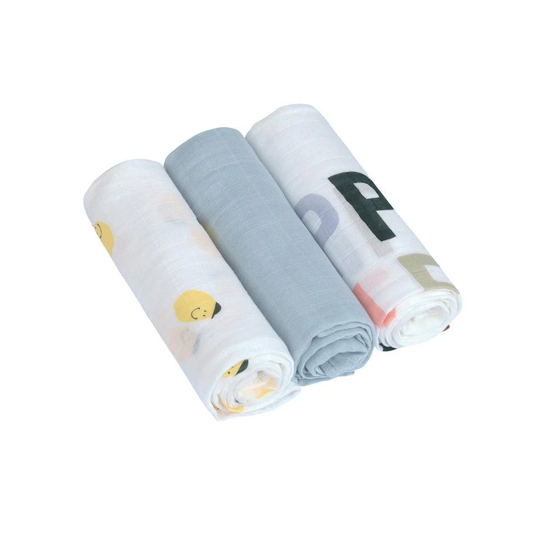 Lässig Mjuk Babyfilt L Happy Fruits Lemon 3-pack
