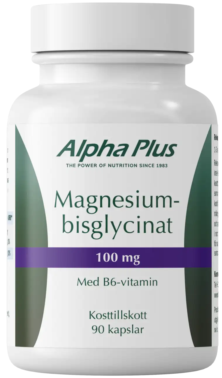 Alpha Plus Magnesiumbisglycinat 100 mg 90 kapslar