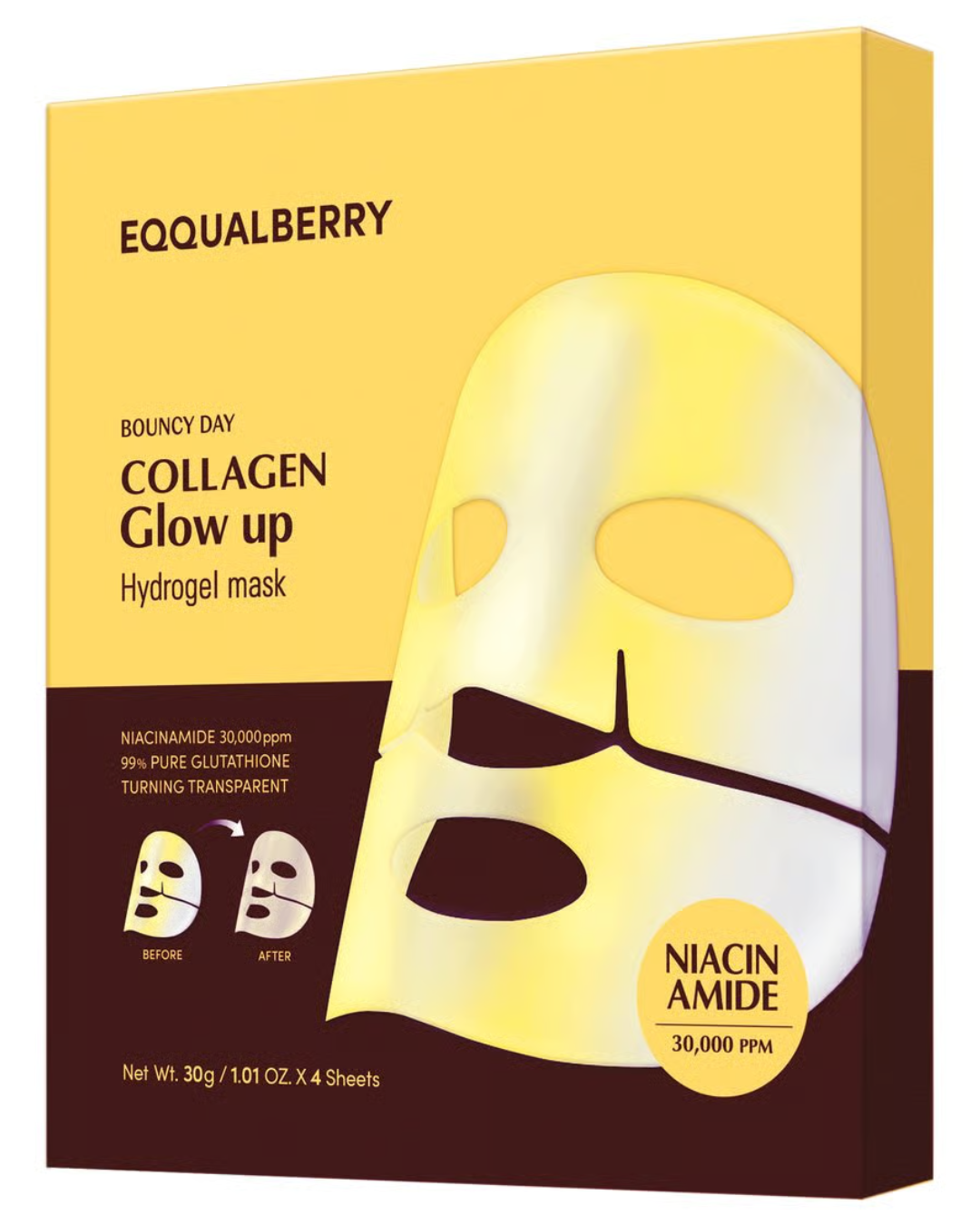 EQQUALBERRY Collagen Glow Up Hydrogel Mask 4 st