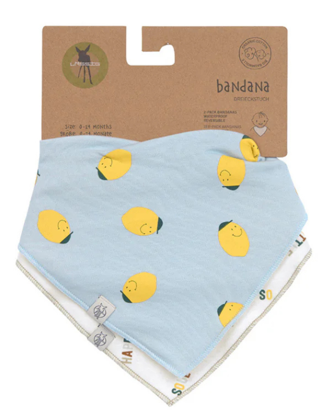 Lässig Dregellapp Bandana/Cowl-neck Happy Fruits Lemon 2 st