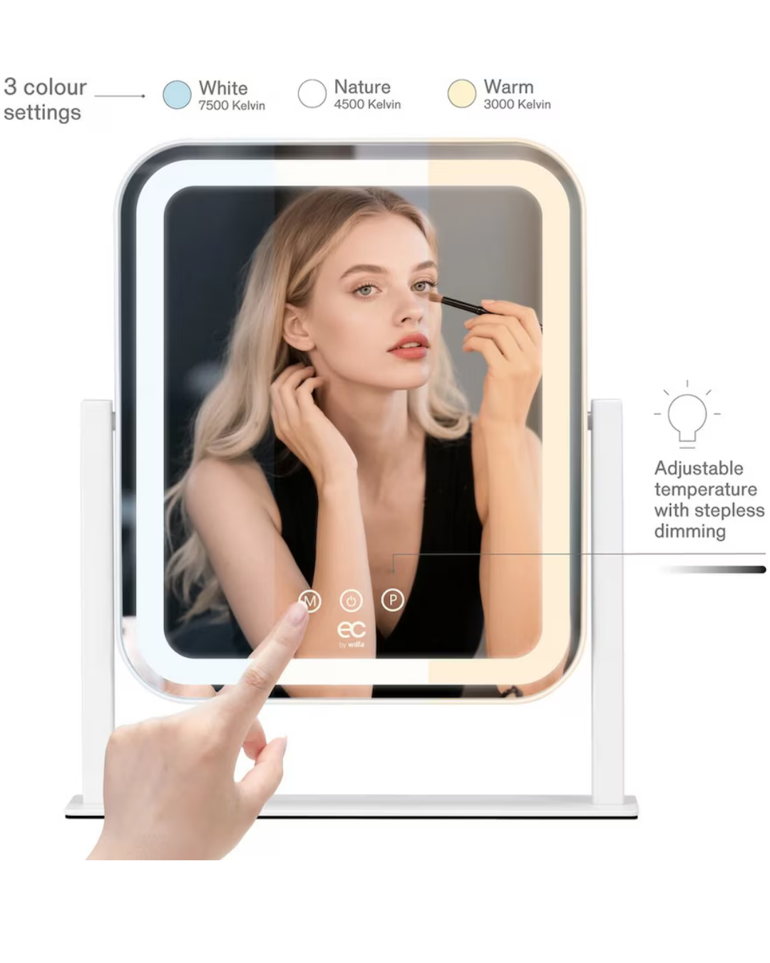 EC by Wilfa Glowing Sminkspegel Stockholm design 25×30 cm